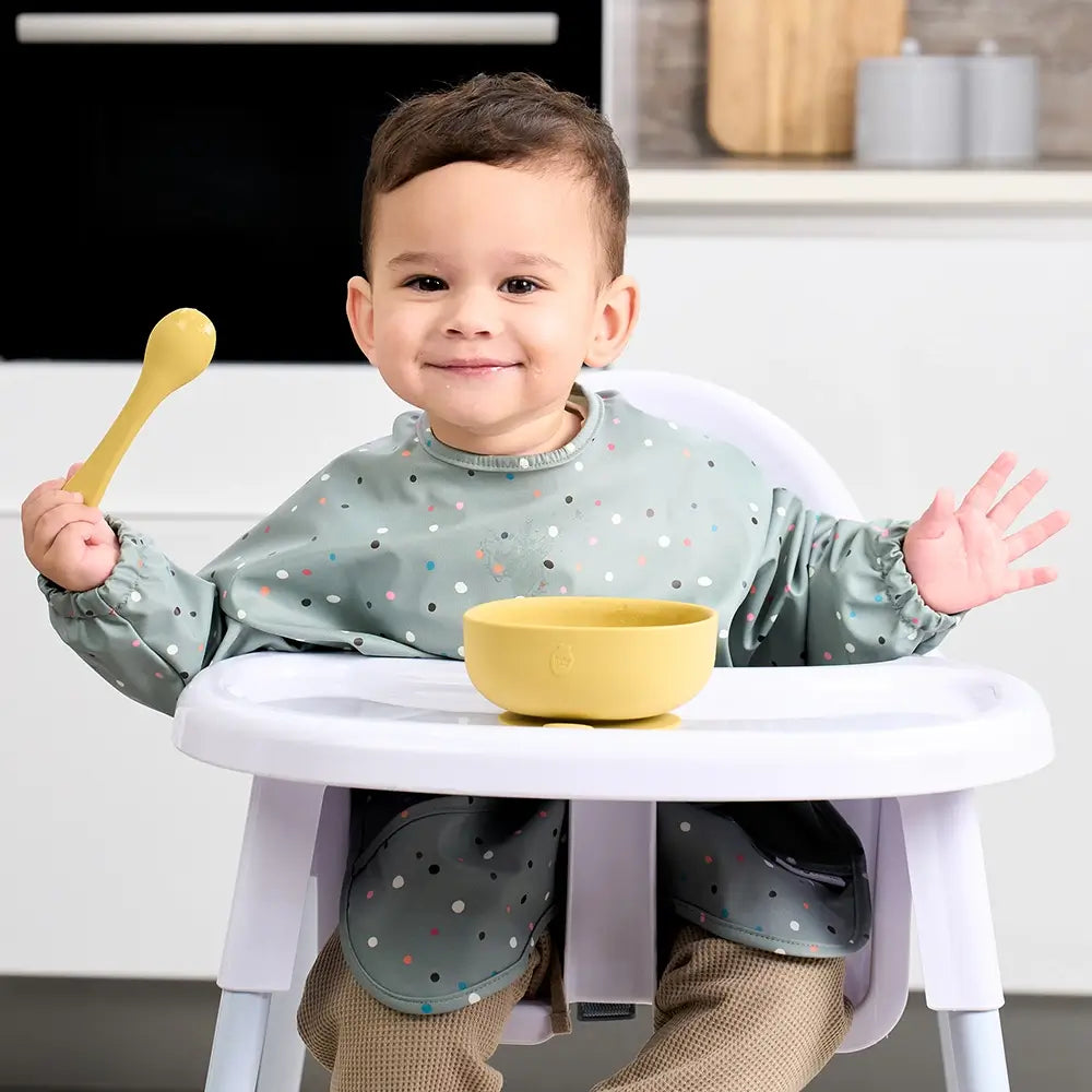 Green Confetti Feeding Bib with Long Sleeves