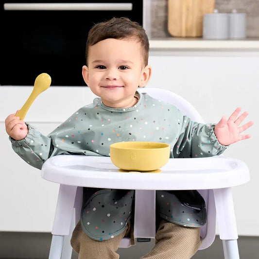 Green Confetti Feeding Bib with Long Sleeves