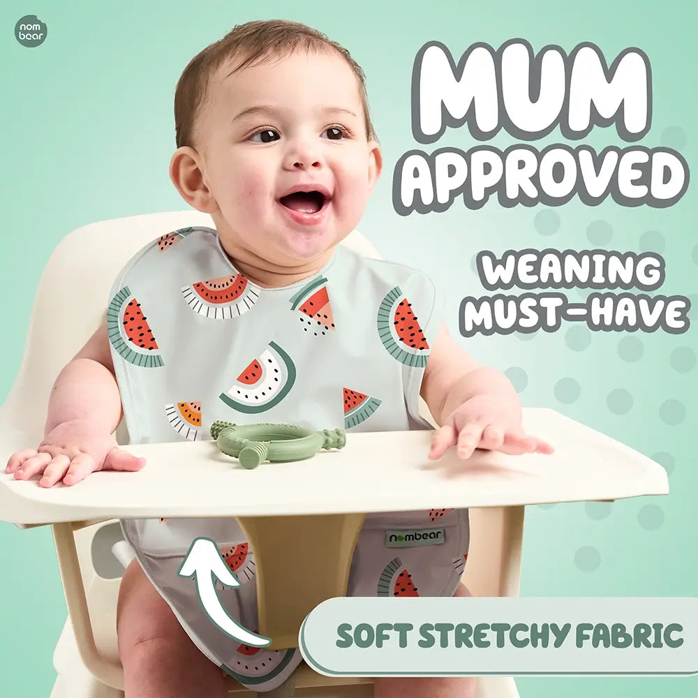 Watermelon Bib for Babies. Mum Approved. Weaning Must-Have. Soft Stretchy Fabric.