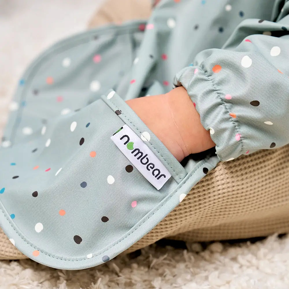 Green Confetti Feeding Bib with Long Sleeves