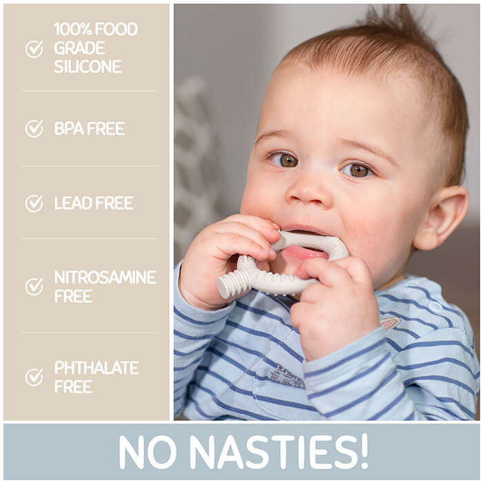 'The Gnaw-some Nibbler' - Baby Teething Ring in Cream