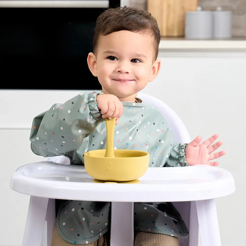 Green Confetti Feeding Bib with Long Sleeves