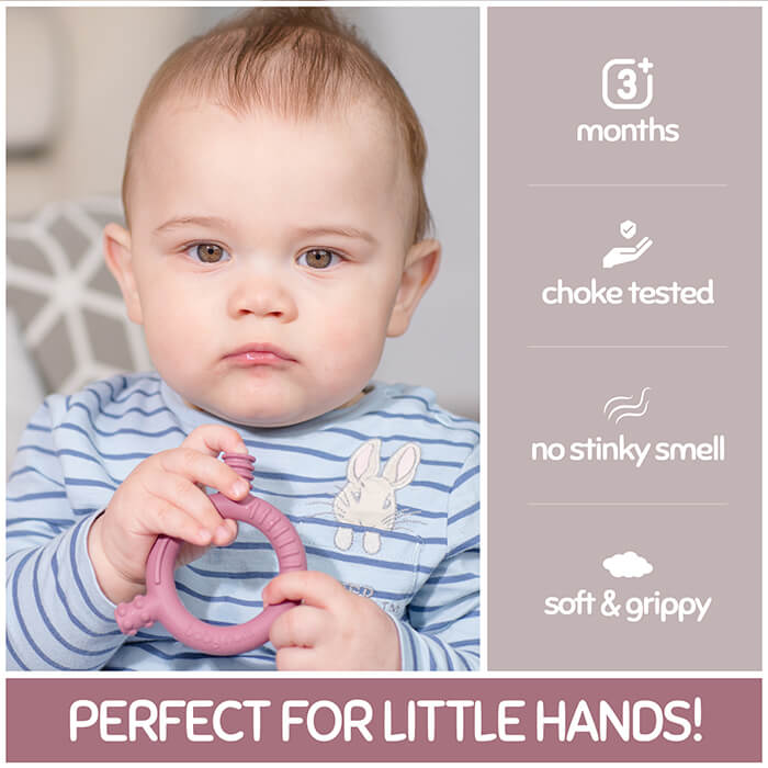 'The Gnaw-some Nibbler' - Baby Teething Ring in Berry