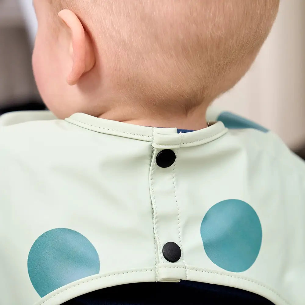 Dotty Green Feeding Bib with Long Sleeves