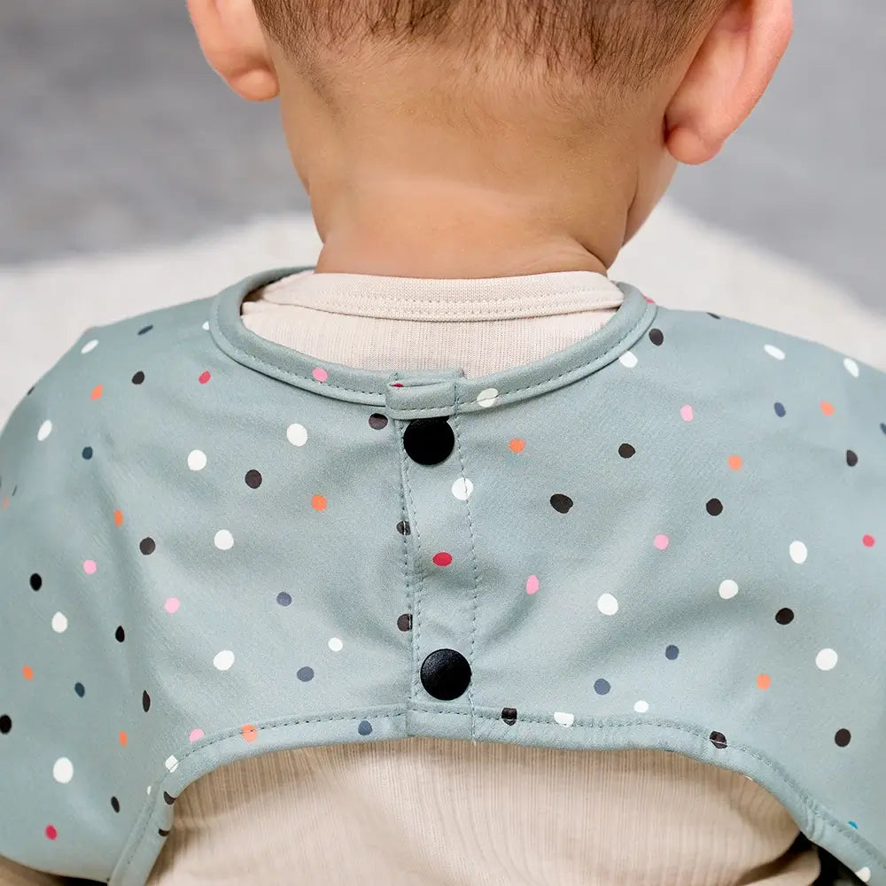 Green Confetti Feeding Bib with Long Sleeves