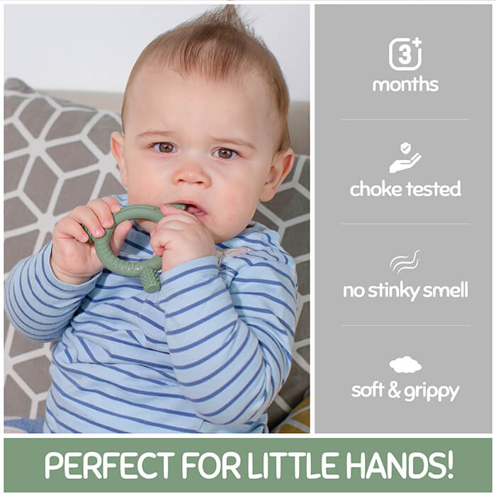 'The Gnaw-some Nibbler' - Baby Teething Ring in Olive