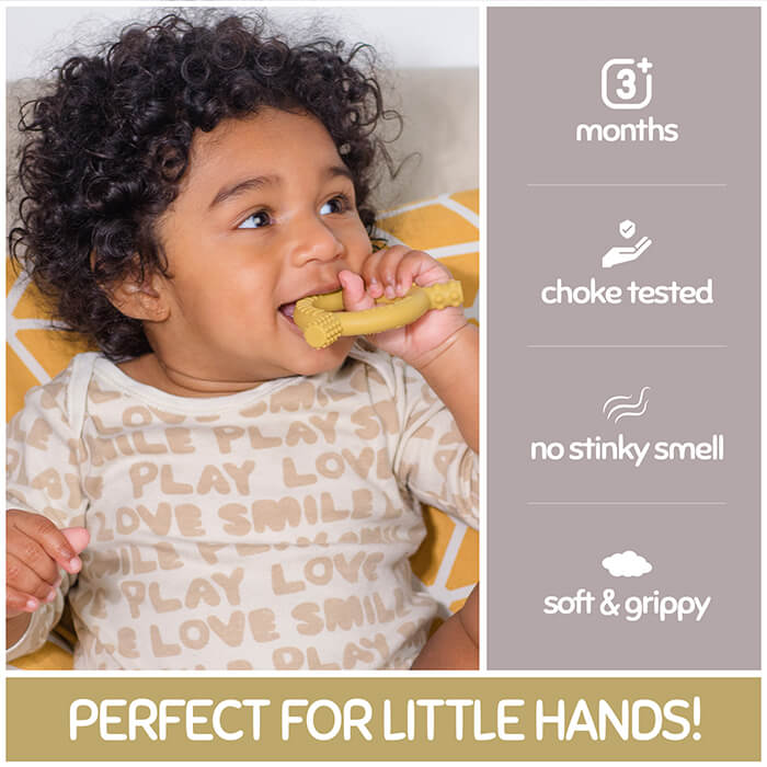 'The Gnaw-some Nibbler' - Baby Teething Ring in Mustard