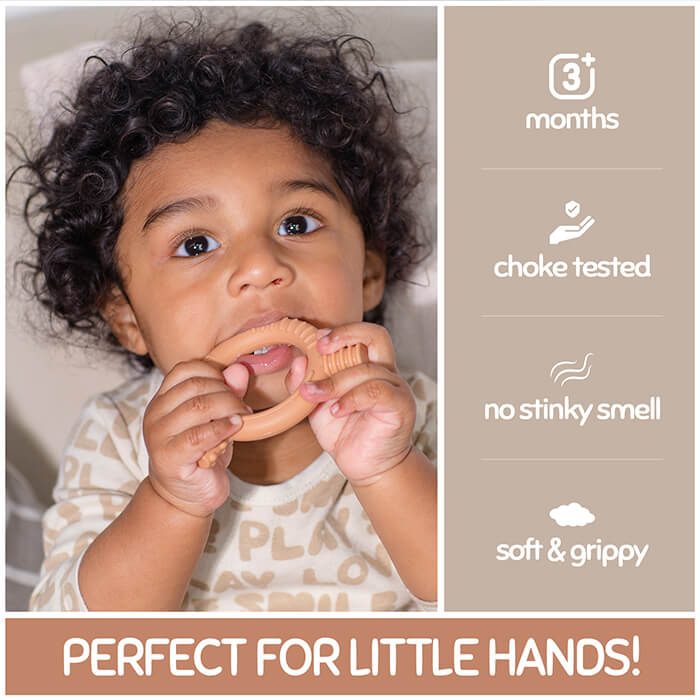'The Gnaw-some Nibbler' - Baby Teething Ring in Sand