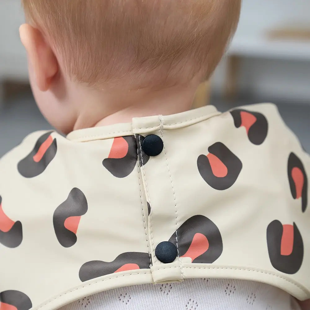 Leopard Print Feeding Bib with Long Sleeves