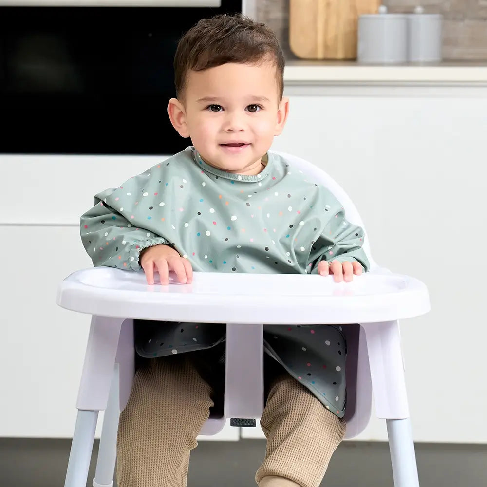 Green Confetti Feeding Bib with Long Sleeves