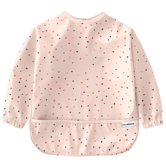 Pink Confetti Feeding Bib with Long Sleeves