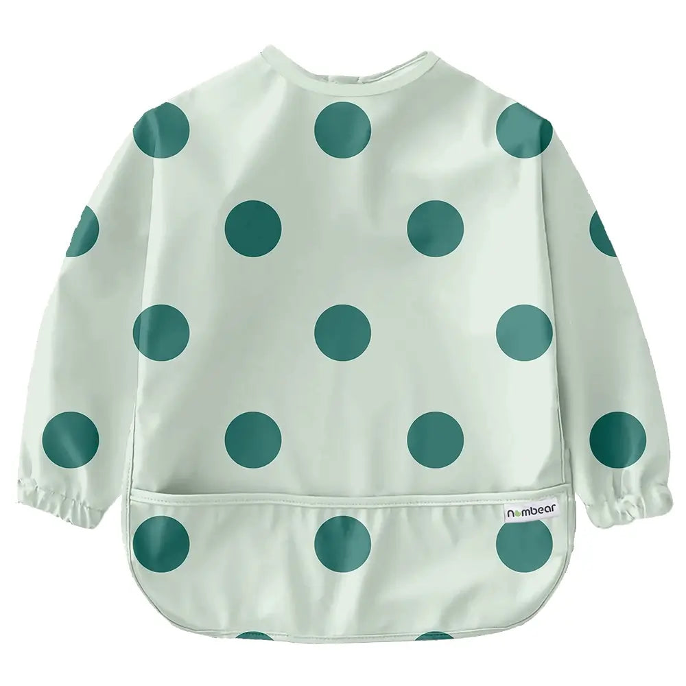 Dotty Green Feeding Bib with Long Sleeves
