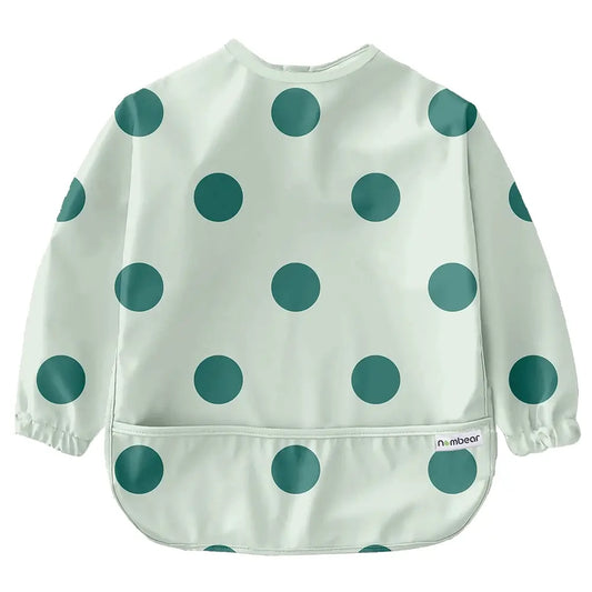 Dotty Green Feeding Bib with Long Sleeves