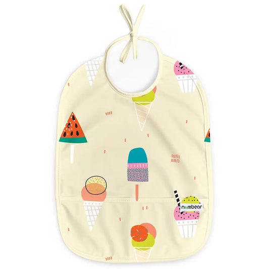Necktie Baby Bib in Yellow, Ice Creams and Lollies Design.