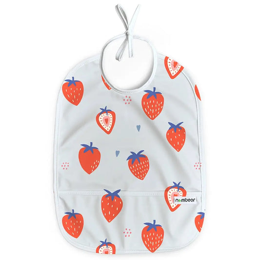 Necktie Baby Bib in Strawberries and Cream Design.