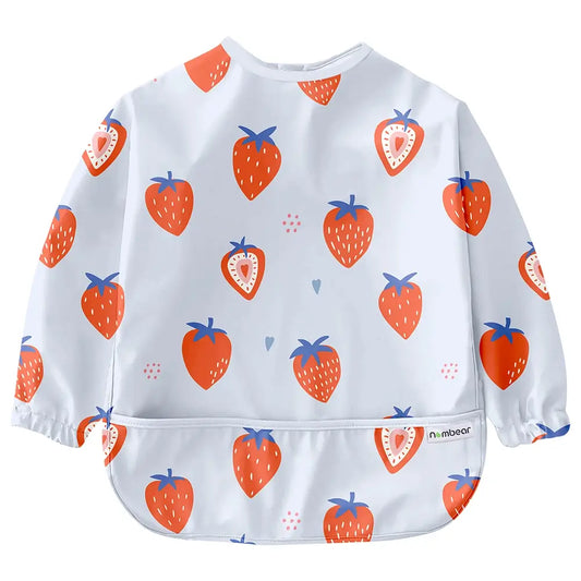 'Strawberries' Baby Feeding Bib with Long Sleeves