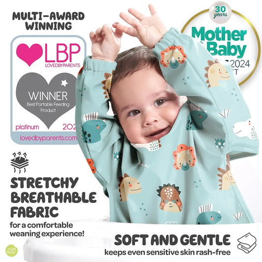 Nombear Bib LovedByParents and Mother & Baby Award Winner, Green Dinosaur Design