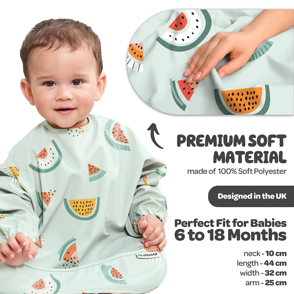 Premium Soft Material, Made of 100% Soft Polyester. Designed in the UK. Melons Design Baby Bib