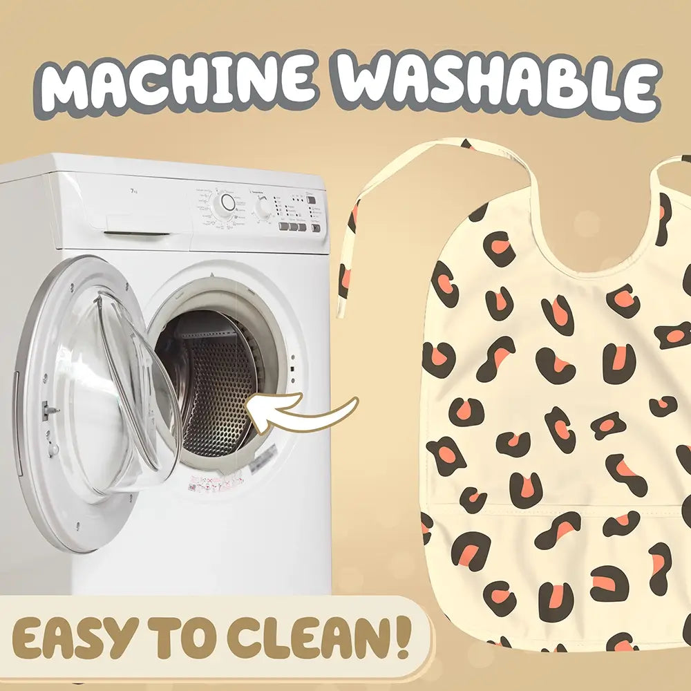 Leopard Print Design Baby Bib. Machine Washable, Easy to Clean.